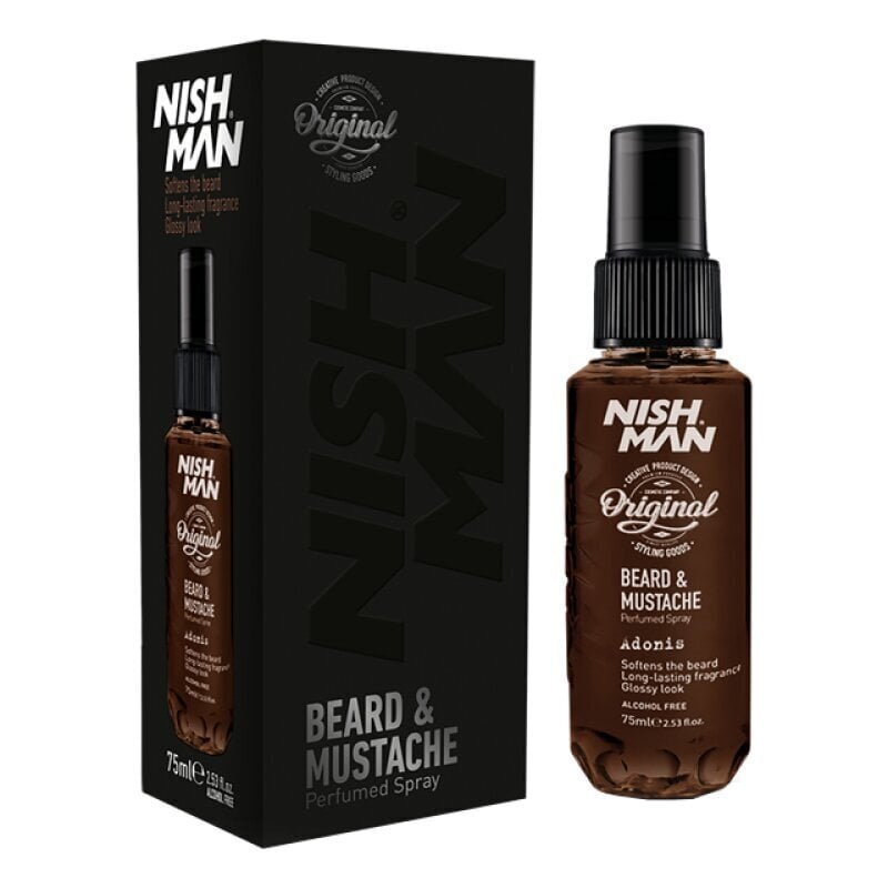 Parta- ja viiksihajuvesi Nishman Beard & Moustache Parfum Adonis miehille, 75 ml hinta ja tiedot | Miesten ihonhoito | hobbyhall.fi