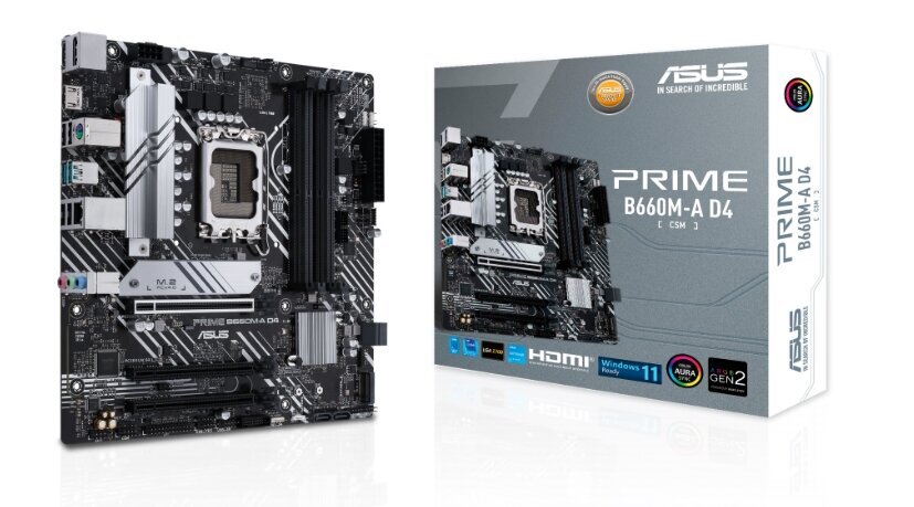 ASUS PRIME B660M-A D4-CSM LGA 1700 1xDP 2xHDMI 1xPCle 4.0/3.0 x16 paikka "PRIME B660M-A D4-CSM" hinta ja tiedot | Emolevyt | hobbyhall.fi