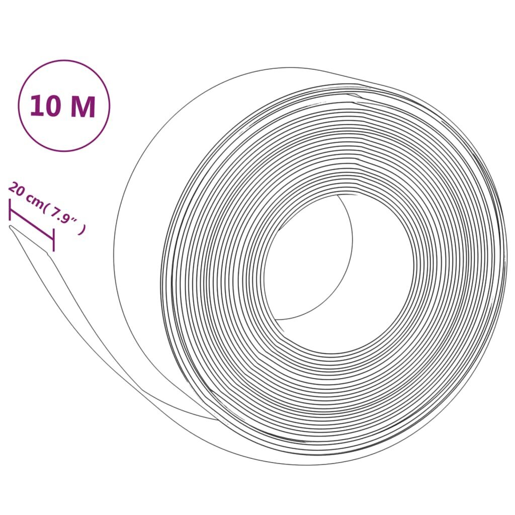 vidaXL Puutarhareunukset 3 kpl harmaa 10 m 20 cm polyeteeni hinta ja tiedot | Aidat ja tarvikkeet | hobbyhall.fi