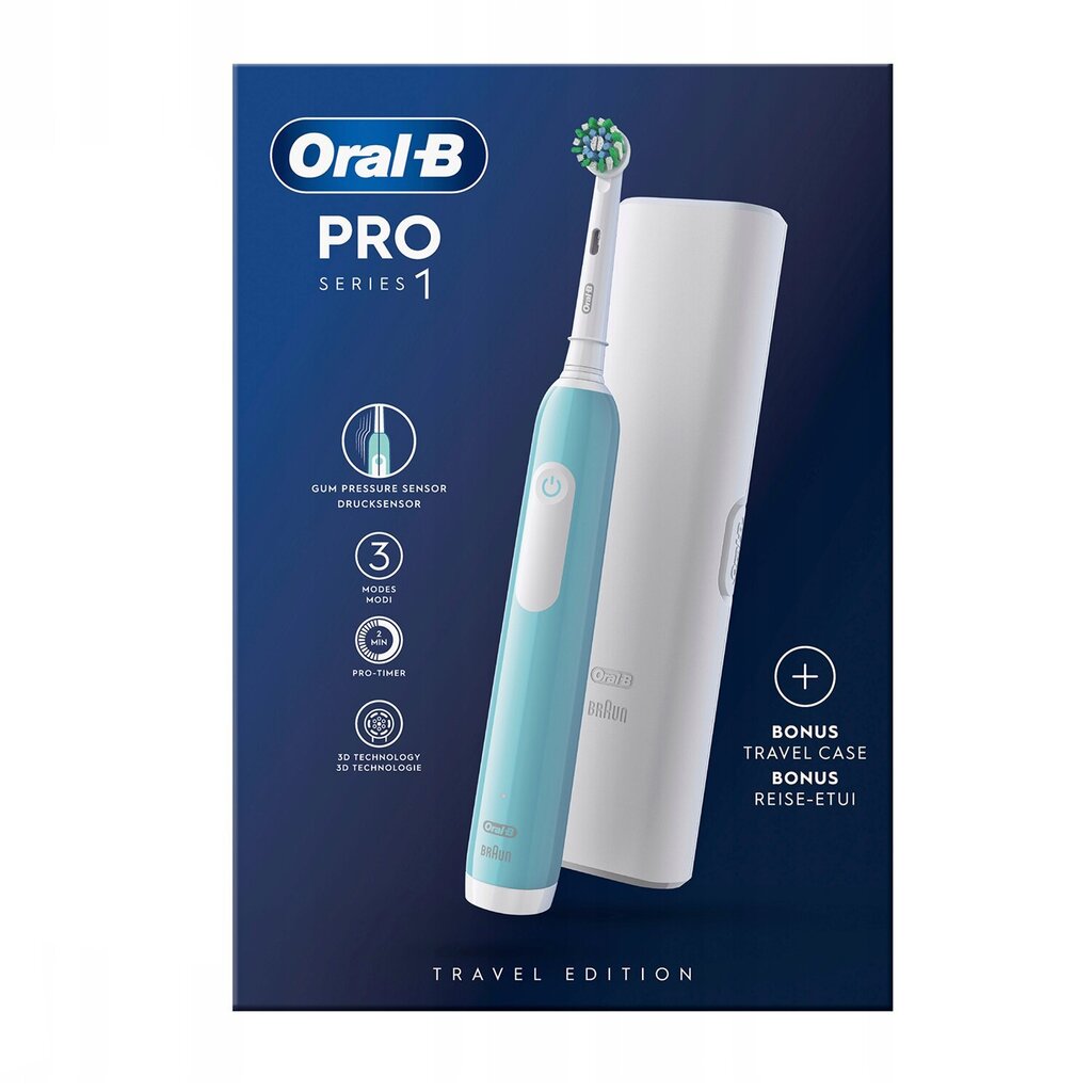 "Oral-B Pro 1 Blue" hammasharja + kotelo hinta ja tiedot | Suuhygienia | hobbyhall.fi