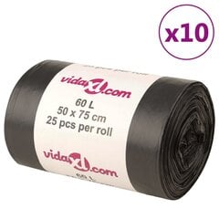 vidaXL Roskapussit 250 kpl musta 60 l hinta ja tiedot | Roskapussit | hobbyhall.fi