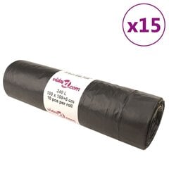 vidaXL Roskapussit kiristysnyöreillä 150 kpl musta 240 l hinta ja tiedot | Roskapussit | hobbyhall.fi