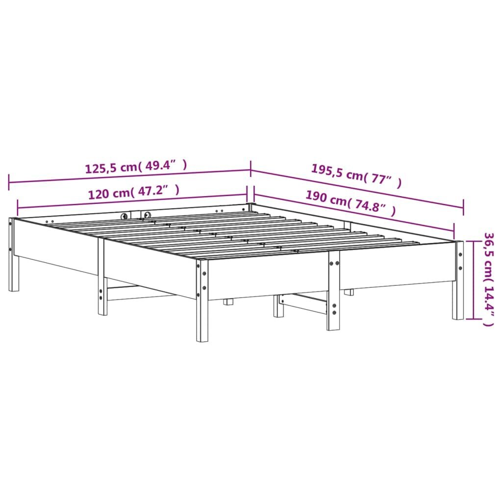 vidaXL Sänky ilman patjaa 120x190 cm täysi mänty hinta ja tiedot | Sängyt | hobbyhall.fi