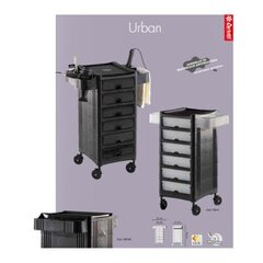 Kampaamokärry URBAN BLACK CERIOTTI, jossa 6 ulosvedettävää laatikkoa hinta ja tiedot | Hiustarvikkeet | hobbyhall.fi