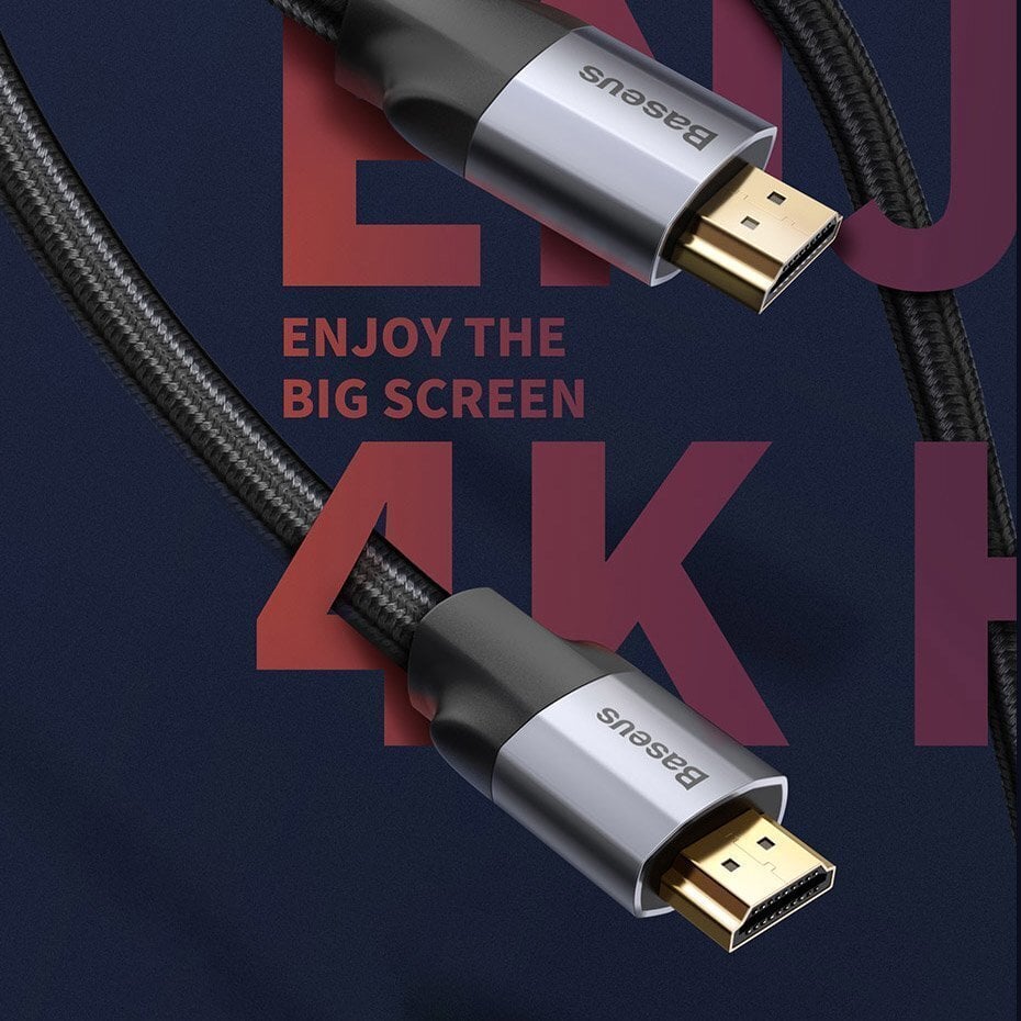 Cable Baseus Enjoyment 4K Hdmi - Hdmi 3m, harmaa (Caksx-D0G) hinta ja tiedot | Kaapelit ja adapterit | hobbyhall.fi