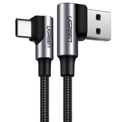 Ugreen USB-C - USB-A 2.0 kulmikas kaapeli US176, 3A, 3m hinta ja tiedot | Kaapelit ja adapterit | hobbyhall.fi