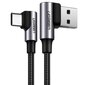 Ugreen USB-C - USB-A 2.0 kulmikas kaapeli US176, 3A, 3m hinta ja tiedot | Kaapelit ja adapterit | hobbyhall.fi