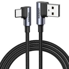 Ugreen USB-C - USB-A 2.0 kulmikas kaapeli US176, 3A, 3m hinta ja tiedot | Kaapelit ja adapterit | hobbyhall.fi