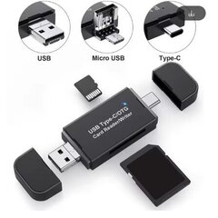 Muistikortinlukija USB 3.0 Type-C 4in1 SD TF CF MS -sovitin 5 Gbps flash-muistikorteille hinta ja tiedot | Adapterit | hobbyhall.fi