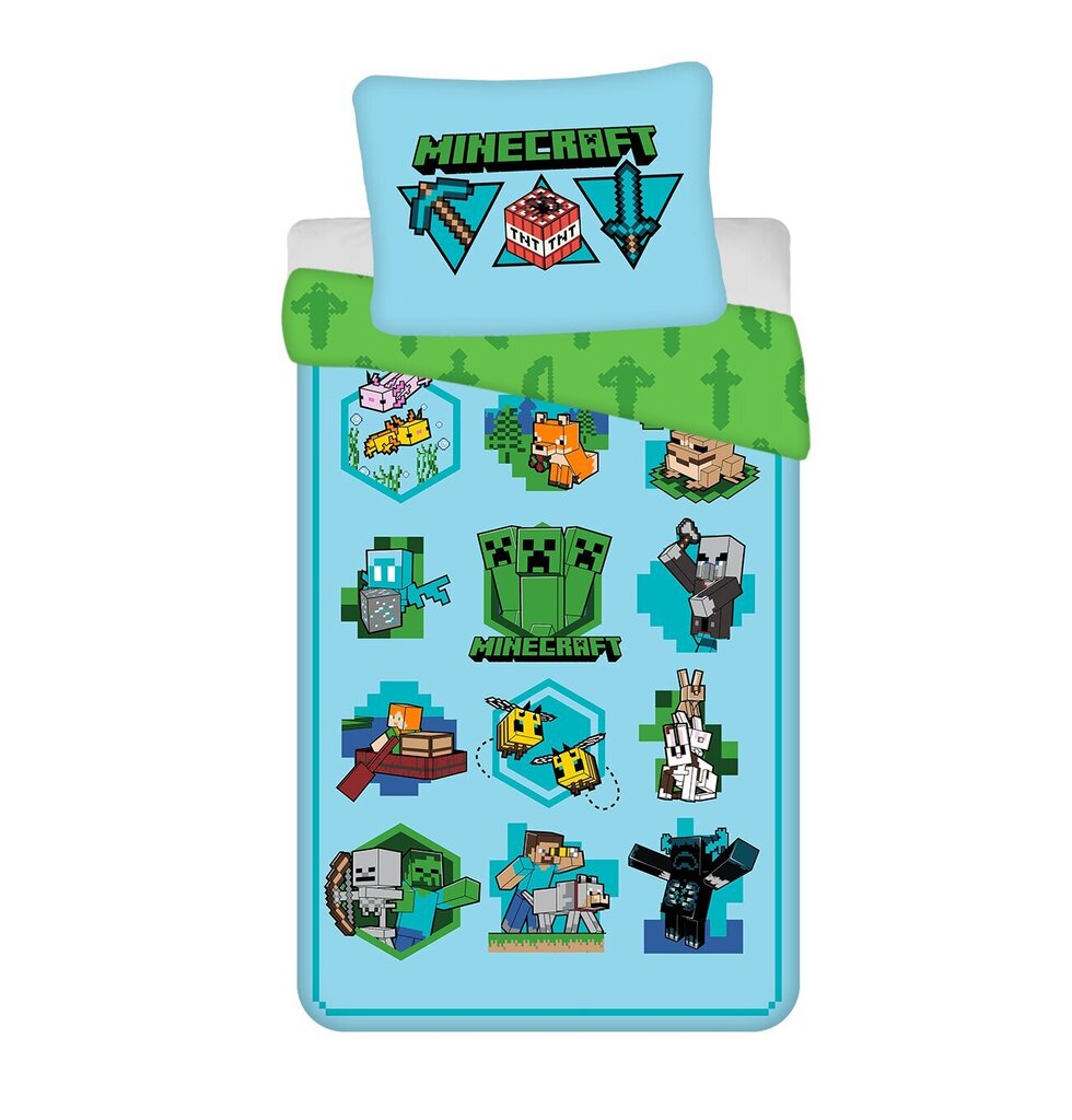 Jerry Fabrics lasten vuodevaatesetti Minecraft, 140x200, 2-osainen hinta ja tiedot | Vuodevaatteet lapsille | hobbyhall.fi