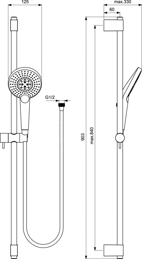 Suihkusetti Ideal Standard Idealrain EvoJET Round, 900 mm, B1763AA hinta ja tiedot | Suihkusetit | hobbyhall.fi