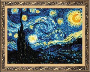 Kirjontasarja Riolis 1088 Starry night. V. van Goghin maalauksen mukaan hinta ja tiedot | Kirjontatarvikkeet | hobbyhall.fi