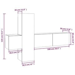 vidaXL 3-osainen TV-kaappisarja savutammi tekninen puu hinta ja tiedot | TV-tasot | hobbyhall.fi