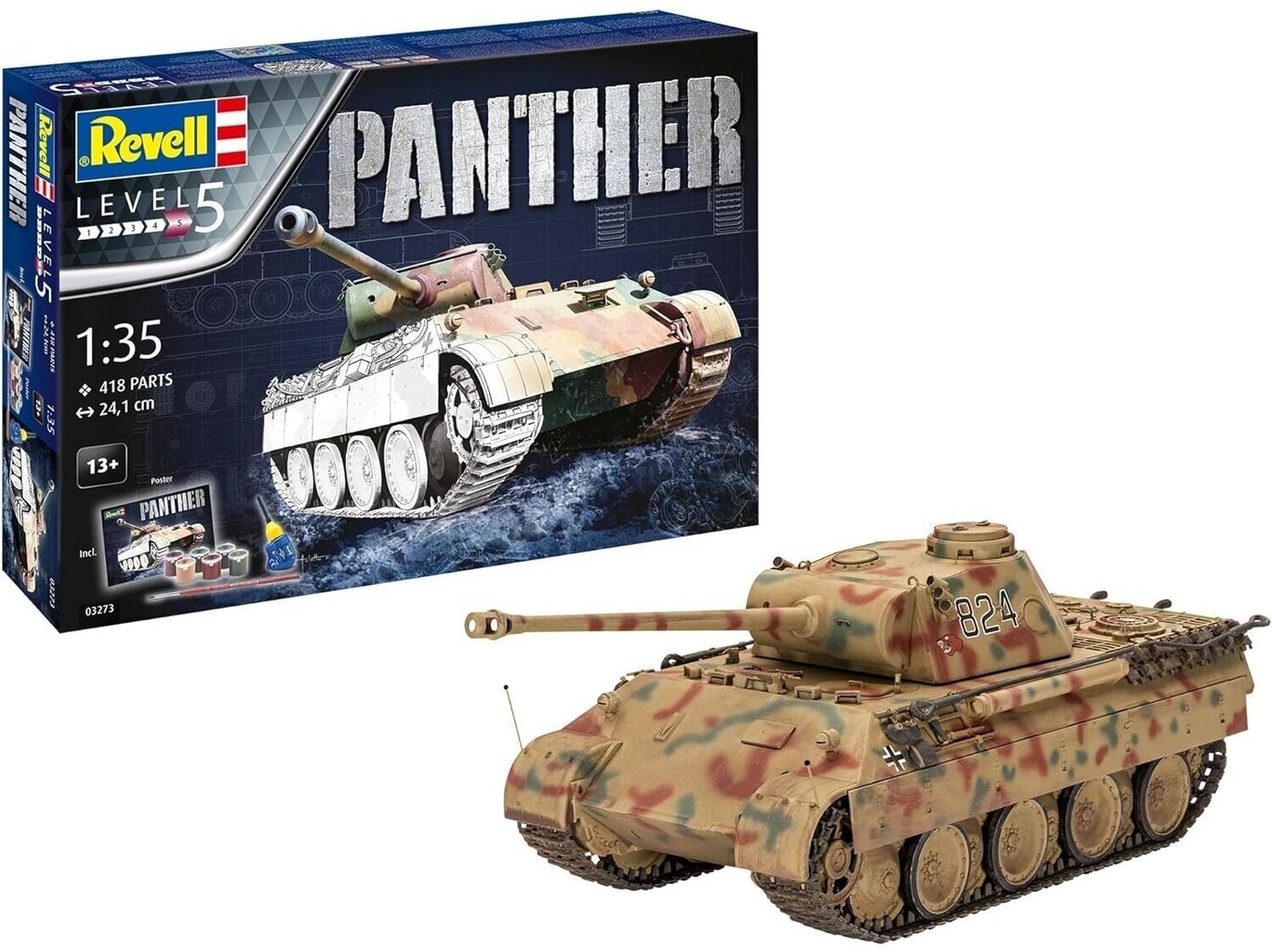 Koottu malli Panther Ausf. D Revell, 03273 hinta ja tiedot | Koottavat pienoismallit | hobbyhall.fi