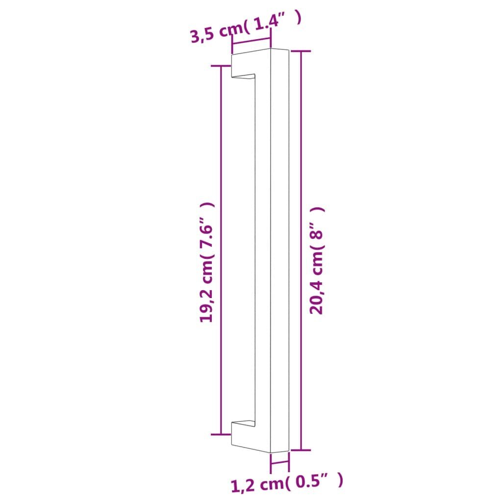 vidaXL Kaapin kahvat 20 kpl musta 192 mm ruostumaton teräs hinta ja tiedot | Kahvat huonekaluihin | hobbyhall.fi