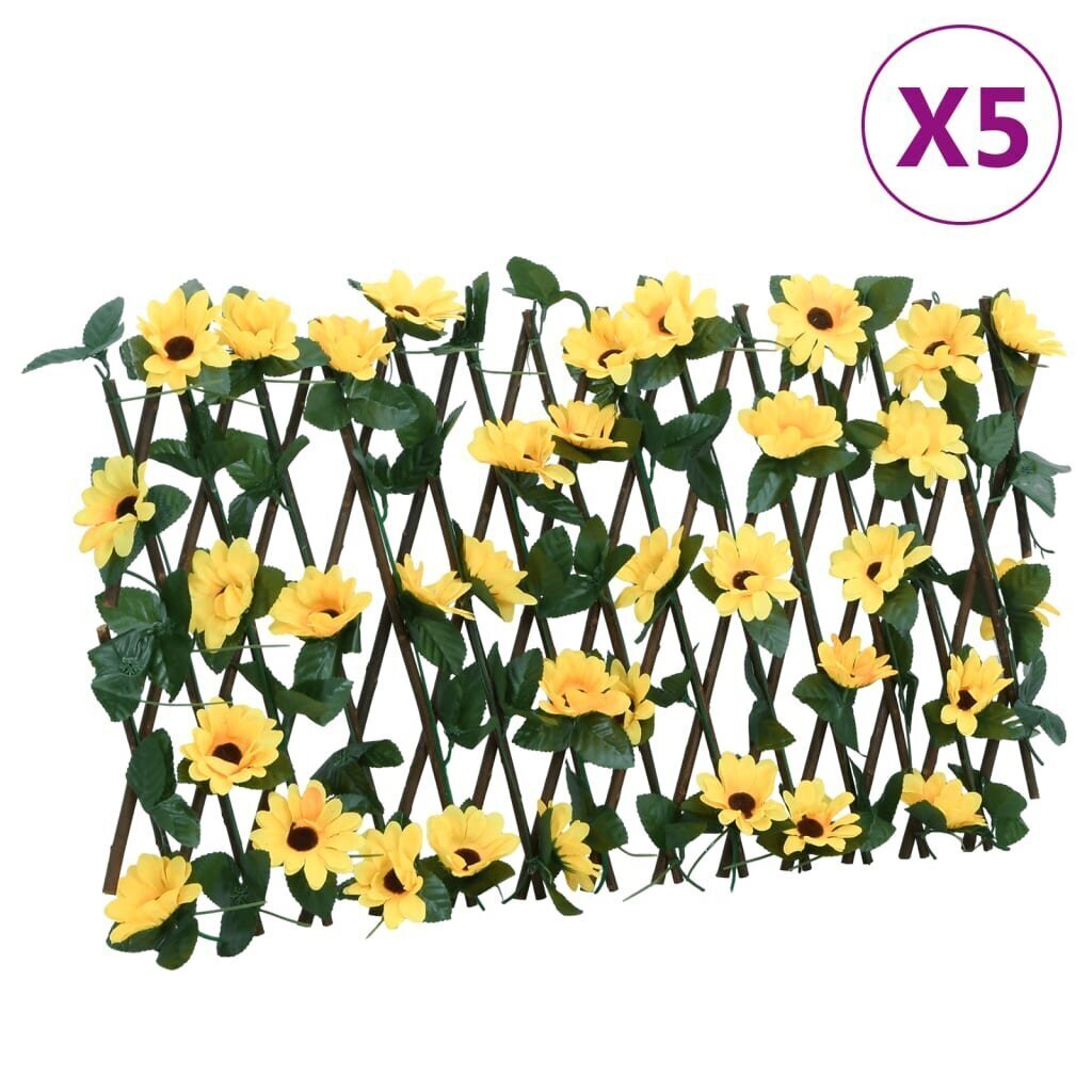 vidaXL Säleikkö tekomuratti laajennettava 5 kpl keltainen 180x20 cm hinta ja tiedot | Aidat ja tarvikkeet | hobbyhall.fi