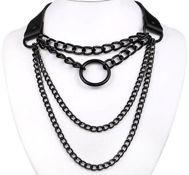 Musta nahkainen choker-kaulakoru ketjuilla hinta ja tiedot | Korvakorut | hobbyhall.fi