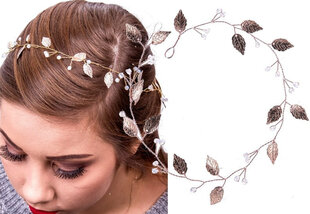 Tiara otsapanta langalla GOLD LEAF CRYSTAL WEDDING hinta ja tiedot | Korvakorut | hobbyhall.fi