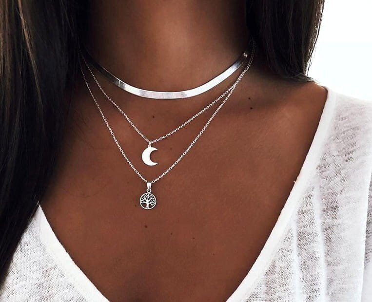 Hopeinen julkkis boho moon choker kaulakoru hinta ja tiedot | Korvakorut | hobbyhall.fi