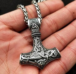 Hopeinen Miesten vasarakaulakoru THOR MJOLNIR CELTIC hinta ja tiedot | Korvakorut | hobbyhall.fi