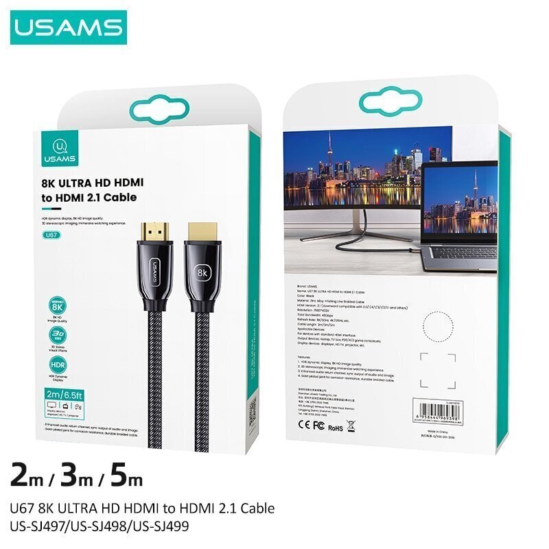 Usams 8K HDMI 2m, musta hinta ja tiedot | Kaapelit ja adapterit | hobbyhall.fi