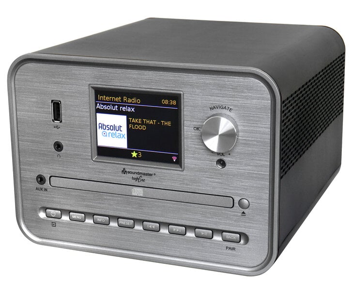 soundmaster ICD1050SW hopeinen kaiutin, CD-soitin, Internet-radio, DAB+, Wi-Fi, USB