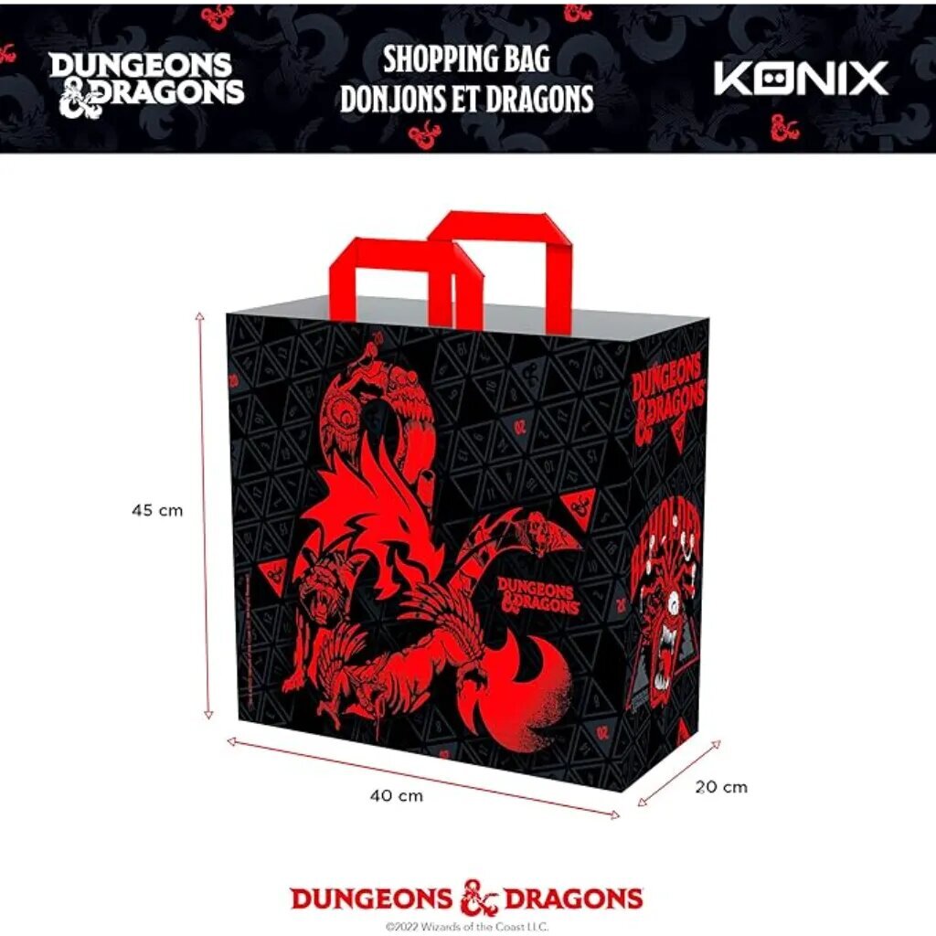 Konix ostoskassi Dungeons & Dragons hirviösuunnittelulla 40x45x20cm musta-punainen hinta ja tiedot | Pelien oheistuotteet | hobbyhall.fi