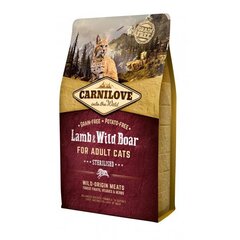 Carni Love steriloiduille aikuisille kissoille, lampaan- ja villisianlihaa, 2 kg hinta ja tiedot | Kissan kuivaruoka | hobbyhall.fi