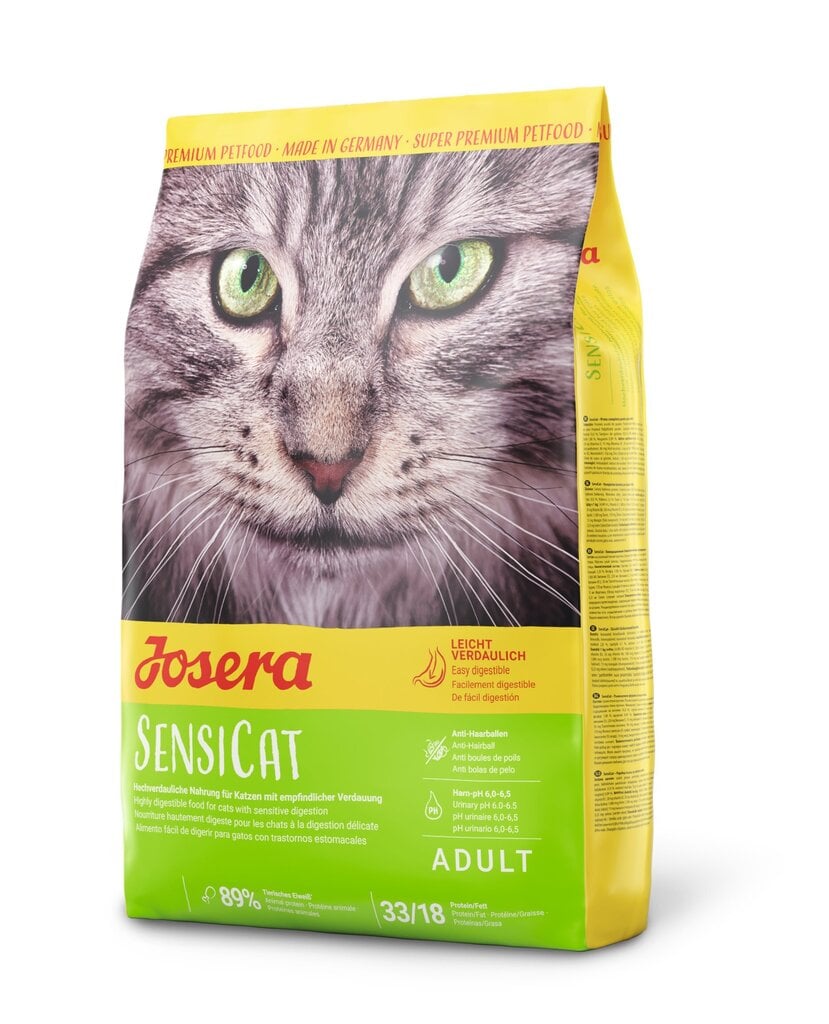 Josera SensiCat kissoille, joilla on herkkä ruoansulatusjärjestelmä, 10 kg hinta ja tiedot | Kissan kuivaruoka | hobbyhall.fi