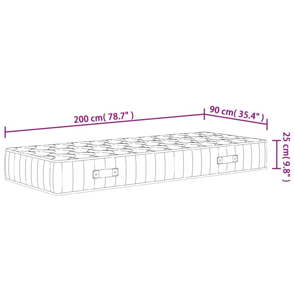 vidaXL Pussijousipatja keskikova 90x200 cm hinta ja tiedot | Patjat | hobbyhall.fi