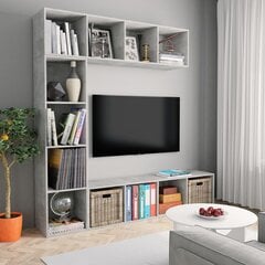 vidaXL 3-osainen kirjahylly/TV-kaappisarja betoninharmaa 180x30x180 cm hinta ja tiedot | Hyllyt | hobbyhall.fi