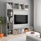 vidaXL 3-osainen kirjahylly/TV-kaappisarja betoninharmaa 180x30x180 cm hinta ja tiedot | Hyllyt | hobbyhall.fi