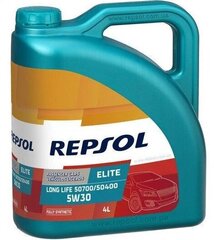 Repsol Elite Long Life VW 507.000 / 504.000 5W30 moottoriöljy, 4L hinta ja tiedot | Moottoriöljyt | hobbyhall.fi