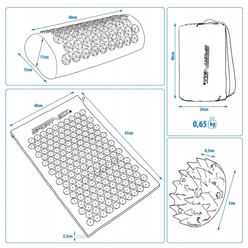 Akupainanta mattasetti Sportvida 2in1, 65x42cm hinta ja tiedot | Hierontatuotteet | hobbyhall.fi