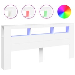 vidaXL Sängynpääty LED-valoilla, valkoinen, 220x18,5x103,5 cm, tekninen puu hinta ja tiedot | Sängyt | hobbyhall.fi