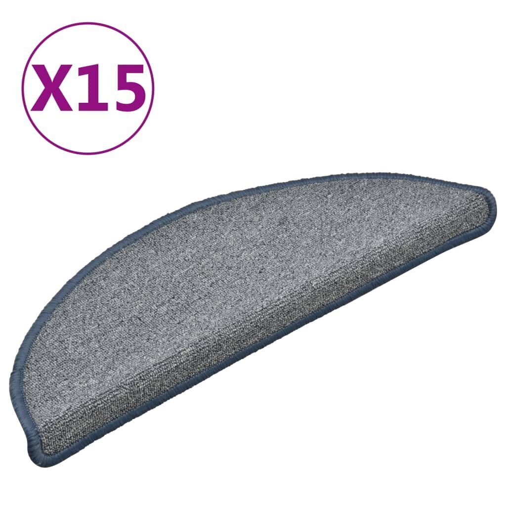 vidaXL Porrasmatot 15 kpl vaaleanharmaa ja sininen 56x17x3 cm hinta ja tiedot | Isot matot | hobbyhall.fi