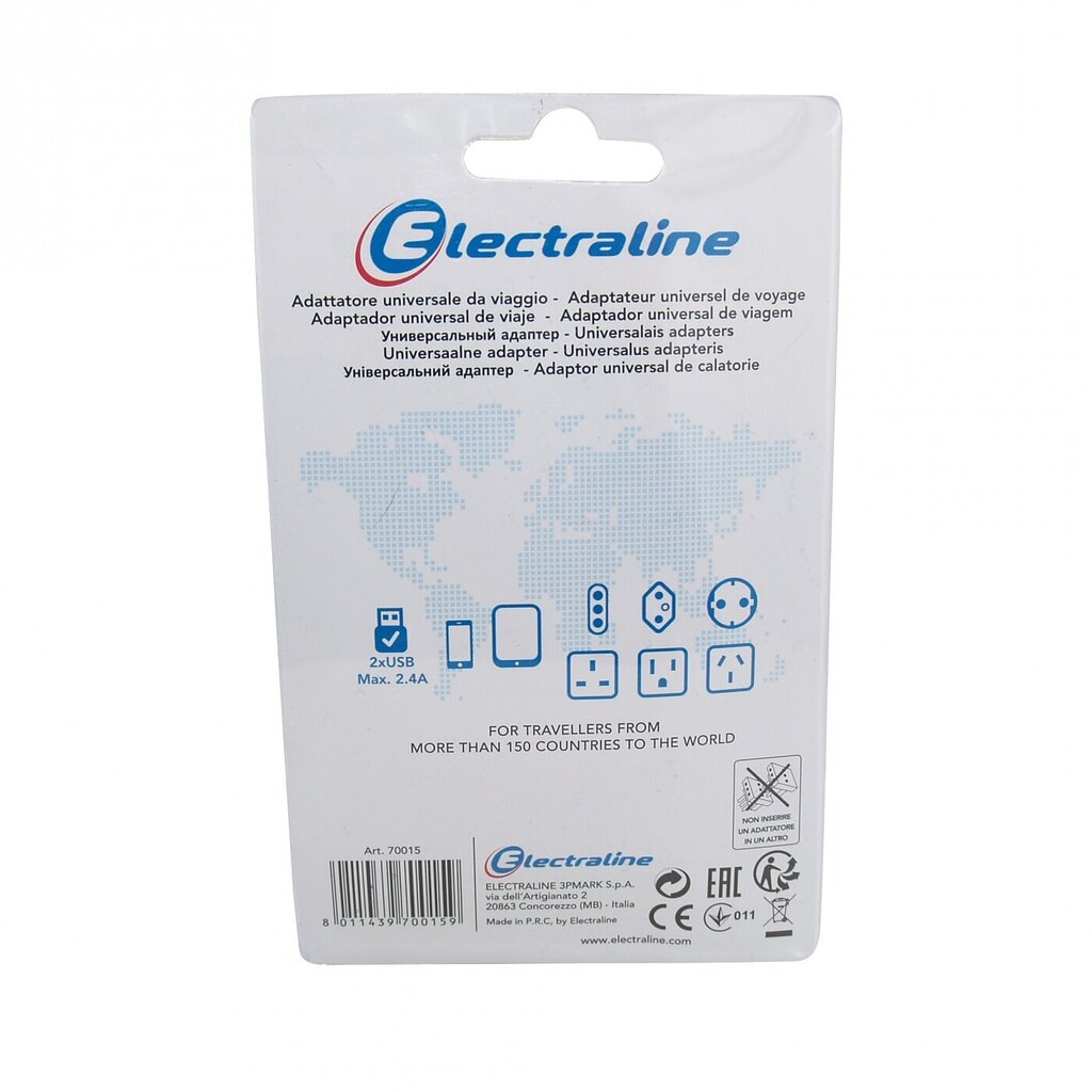 ELECTRALINE 70015 MATKASOVITIN UNIVERSAL + USB 5V hinta ja tiedot | Kytkimet ja pistorasiat | hobbyhall.fi