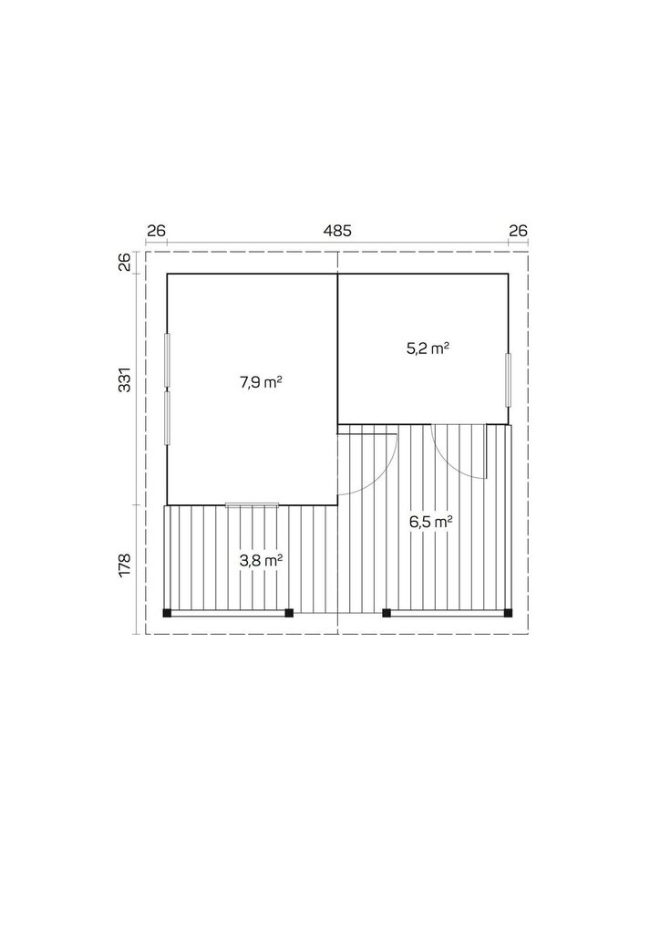 Terassillinen pihasauna Otto 70 mm hinta ja tiedot | Piharakennukset | hobbyhall.fi