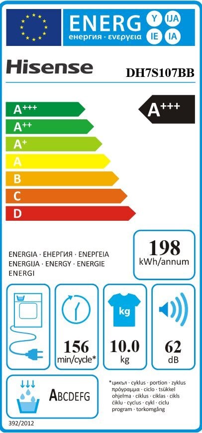 Hisense DH7S107BB hinta ja tiedot | Kuivausrummut | hobbyhall.fi