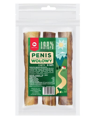 Maced Natural džiovintas jaučio penis, 3 vnt. hinta ja tiedot | Koiran herkut | hobbyhall.fi