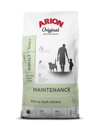 Arion Original Maintenance Adult suaugusiems mažų veislių šunims su vištiena, 2 kg hinta ja tiedot | Koiran kuivaruoka | hobbyhall.fi