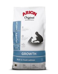 Arion Original Growth keskikokoisille pennuille lohi, 12 kg hinta ja tiedot | Koiran kuivaruoka | hobbyhall.fi