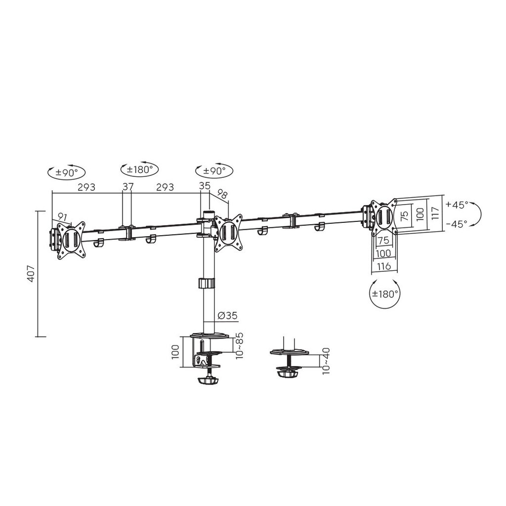 Sbox LCD-352/3-2 hinta ja tiedot | Näyttötelineet | hobbyhall.fi