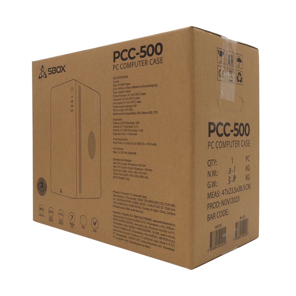 Sbox PCC-500B hinta ja tiedot | Tietokonekotelot | hobbyhall.fi