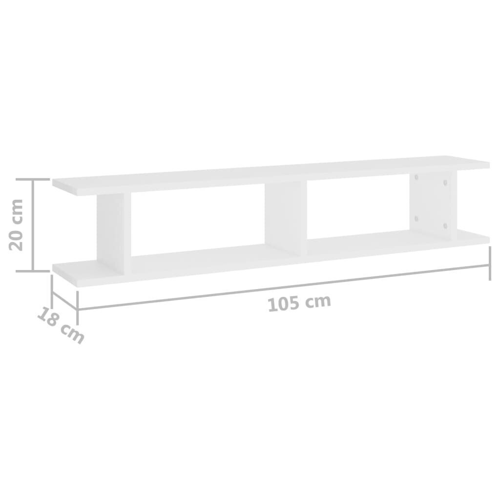 vidaXL Seinähyllyt 2 kpl valkoinen 105x18x20 cm lastulevy hinta ja tiedot | Hyllyt | hobbyhall.fi