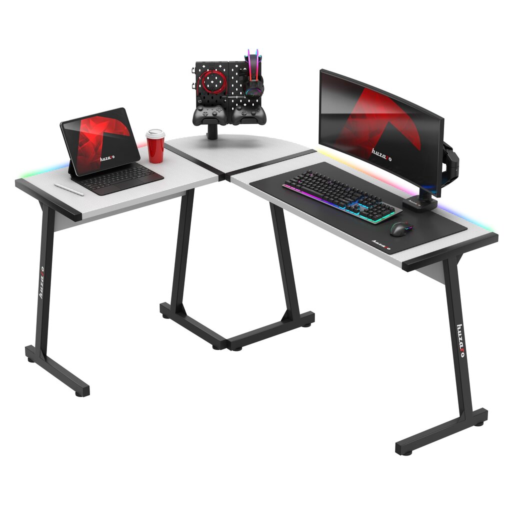 Desk Hero 6.0 RGB Valkoinen hinta ja tiedot | Tietokonepöydät ja työpöydät | hobbyhall.fi