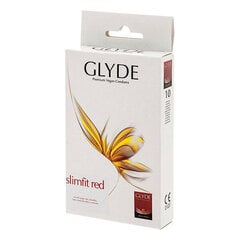 Kondomit Glyde Slimfit Red 17 cm (10 kpl) hinta ja tiedot | Suihkupäät ja tarvikkeet | hobbyhall.fi