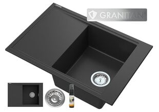 Graniittitiskiallas viemärillä, Granitan Lepe, musta hinta ja tiedot | Keittiöaltaat | hobbyhall.fi