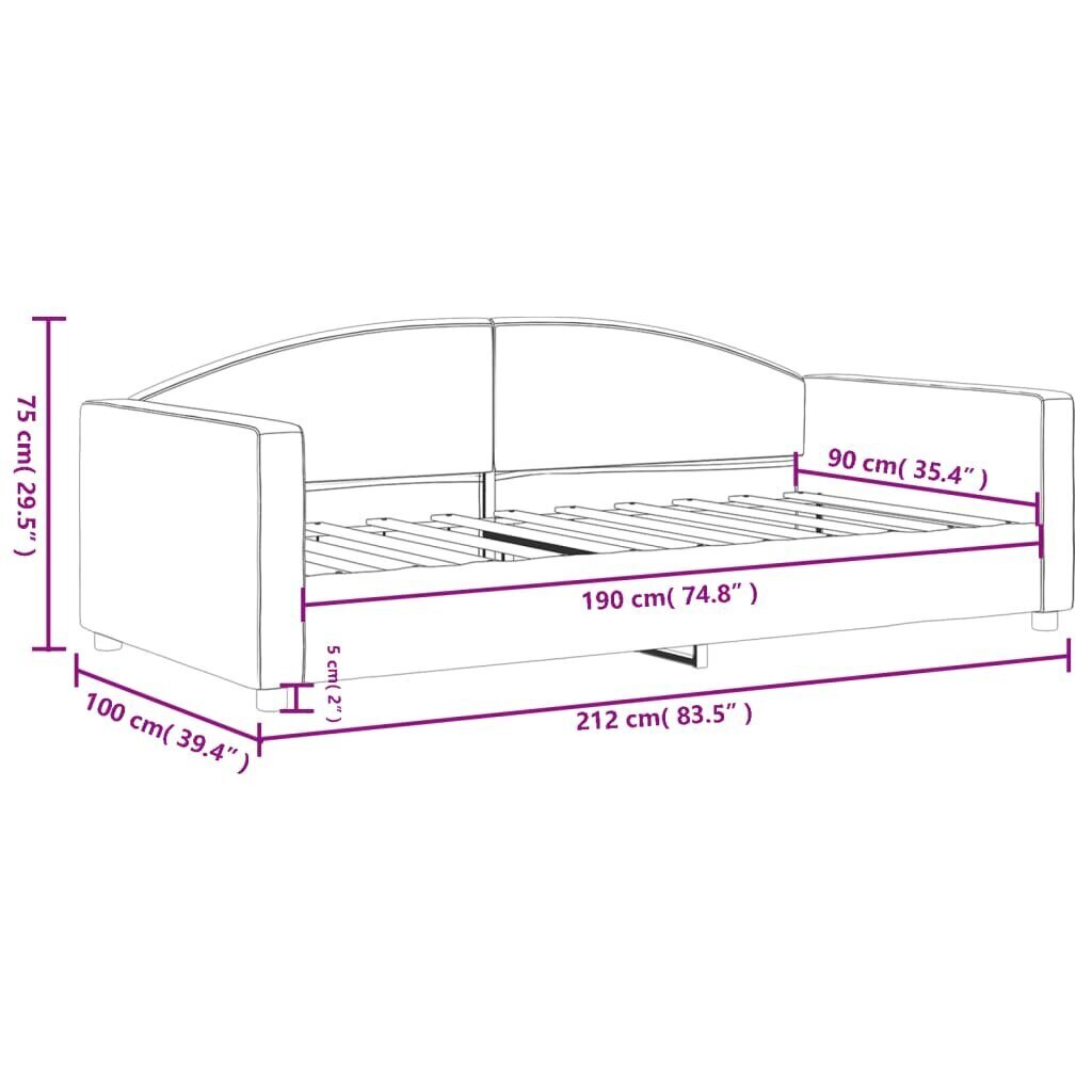 Vuodesohva vidaXL, 90x190 cm, harmaa hinta ja tiedot | Sängyt | hobbyhall.fi