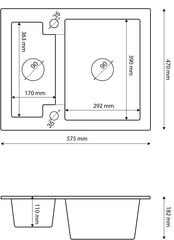 Graniitti tiskiallas, keittiöhana, annostelija, sifoni, harmaa väri hinta ja tiedot | Keittiöaltaat | hobbyhall.fi